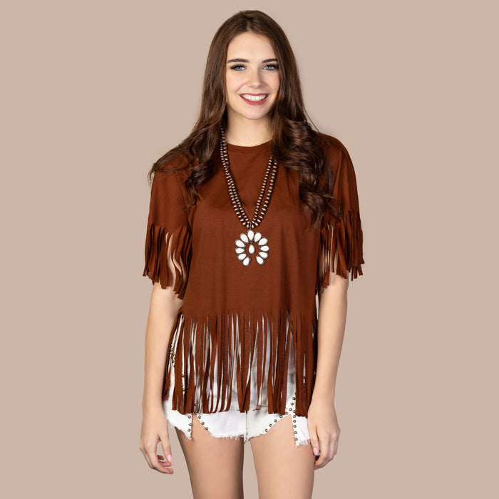 10736 - Half Sleeve Top with Fringe