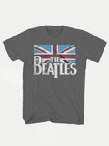 Beatles - Distressed British Flag T-Shirt | Grey-Image 1