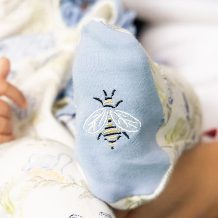 Blue Blossom Ruffle Footie 0-3m
