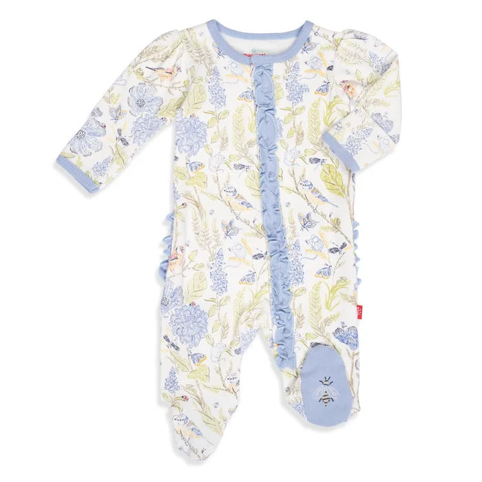 Blue Blossom Ruffle Footie 3-6m