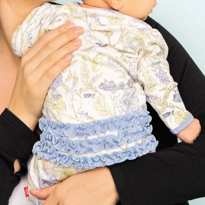 Blue Blossom Ruffle Footie 3-6m