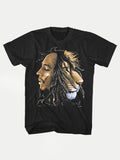 Bob Marley - Profile Lion T-Shirt | Black-Image 1