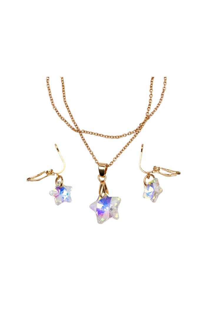 Boutique Holographic Star Necklace, Earrings and Ring, 2pcs Assorted