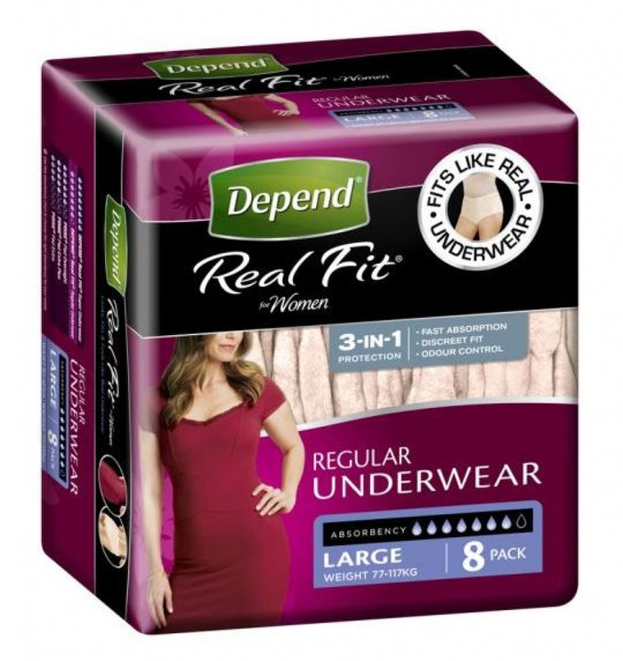 Depend RealFit Underwear for Women L