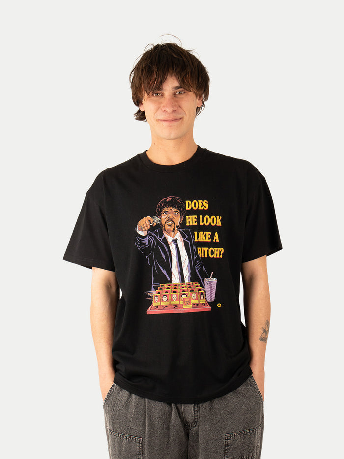 Does He Look Like a Bitch T-Shirt | Black-Image 1