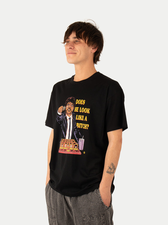 Does He Look Like a Bitch T-Shirt | Black-Image 2