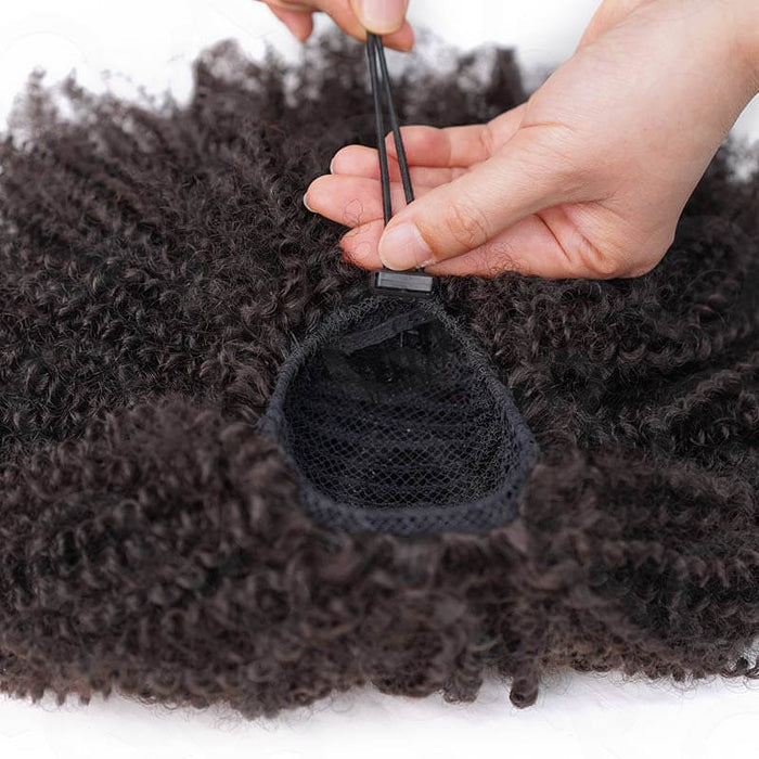 Flash Sale|QVR Drawstring Ponytail Extension Afro Kinky Curly Human Hair
