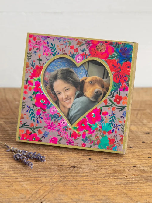 "Floral" Mini Heart Wooden Picture Frame