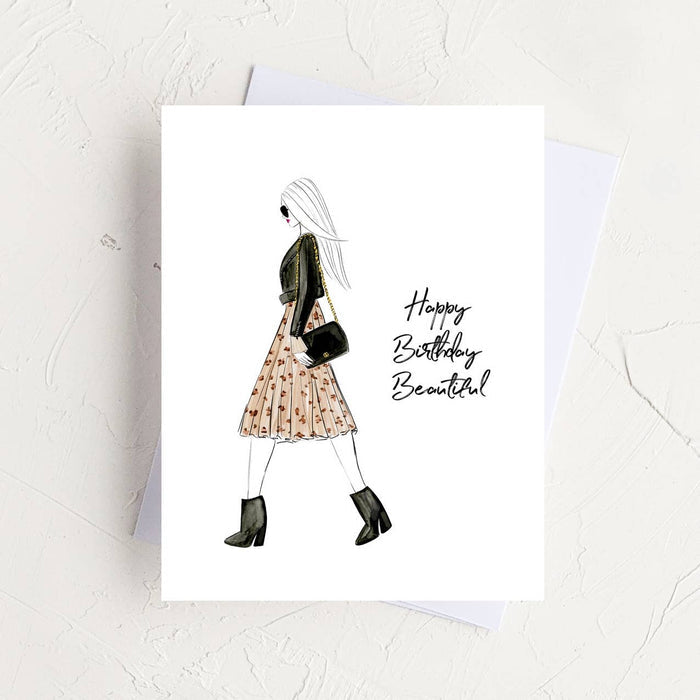 Happy Birthday Beautiful - Fashion Birthday Greeting Card - Magnolia Lane co. Home + Garden + Gift
