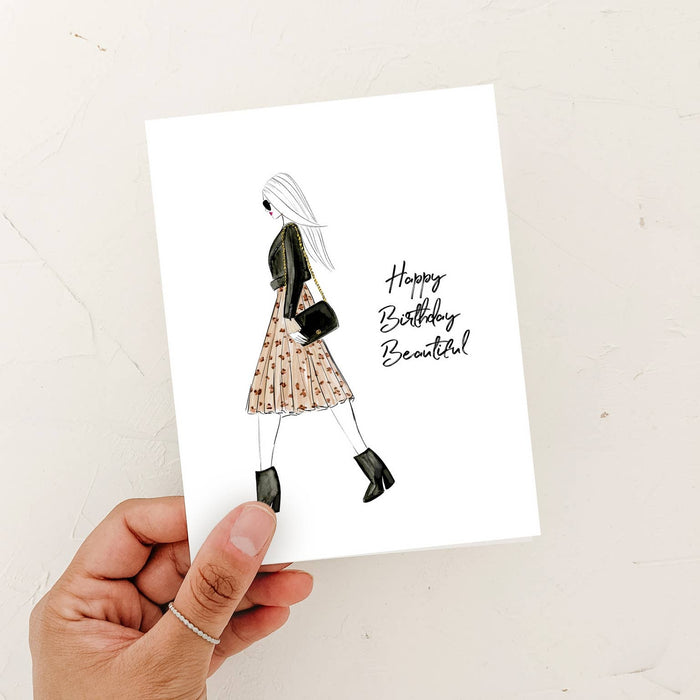 Happy Birthday Beautiful - Fashion Birthday Greeting Card - Magnolia Lane co. Home + Garden + Gift