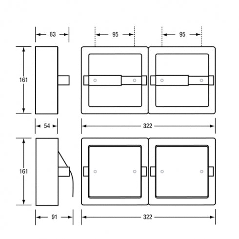 Metlam ML263 Double Toilet Roll Holder Surface Mounted with hoods