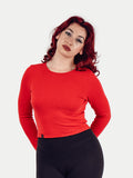 Organic Hemp Bamboo Ribbed L/S Tee | Tomato-Image 1