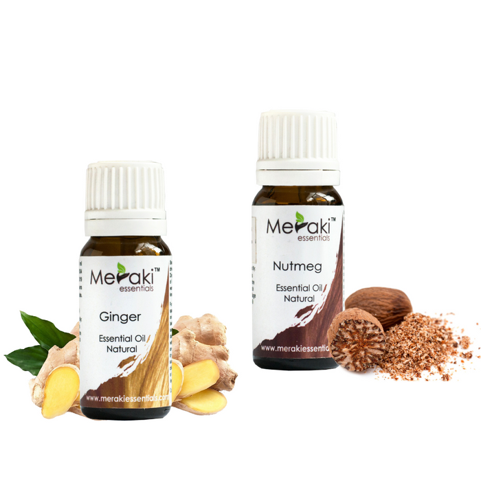 Pain Soothing Combo - Pure Nutmeg Essential Oil (Net Qty: 10 ml) & Ginger Essential Oil (Net Qty: 10 ml)