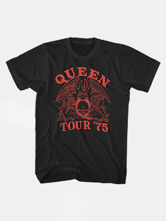 Queen - Tour 75 Red T-Shirt | Black-Image 1