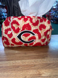 Quilted Block - Print - Leopard Collection - Makeup Bag, Red Leopard With C