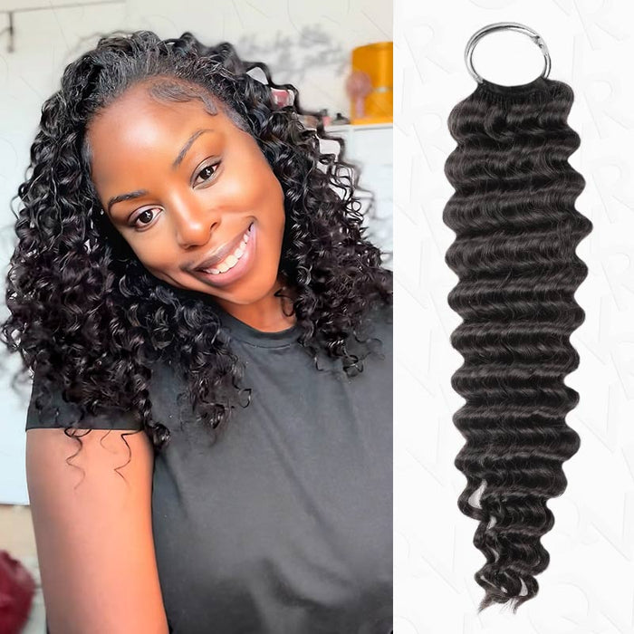 QVR 1 Pack Deep Wave Feather Crochet Human Hair Extension