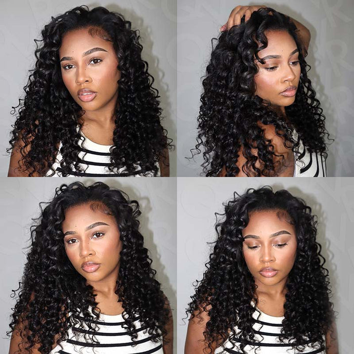 QVR 1 Pack Deep Wave Feather Crochet Human Hair Extension