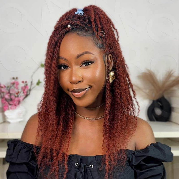 wine red afro kinky bulk for braiding drealock hair