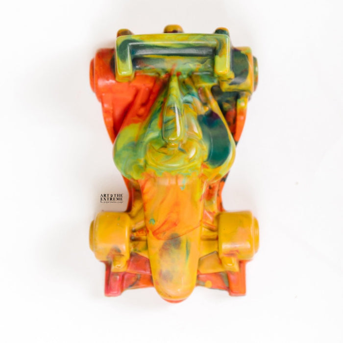 Race car gift idea for kids. Oversized IndyCar crayon for the Indy 500 that is as big as an adult hand. This Rainbow Crayon colors in multiple rainbow colors. Car crayon is from crayon shop Art 2 the Extreme.