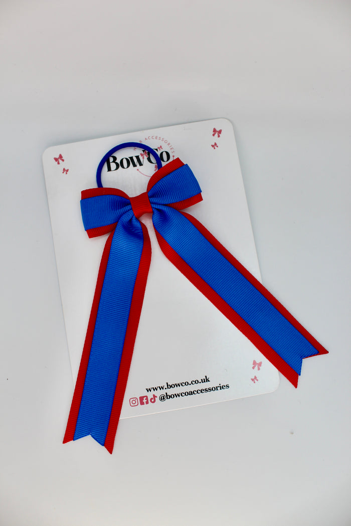 School Royal Blue Bow and Red - Tuxedo Tails Bow - Elastic