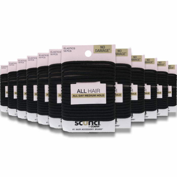 Scunci - Comfortable All Day Medium Hold, Black 18 ct - 48 Pack