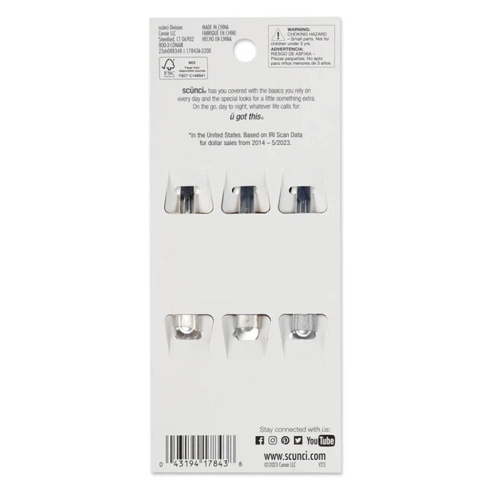 Scunci - No Slip Grip Oval Clips Assorted Colors 3 ct - 48 Pack