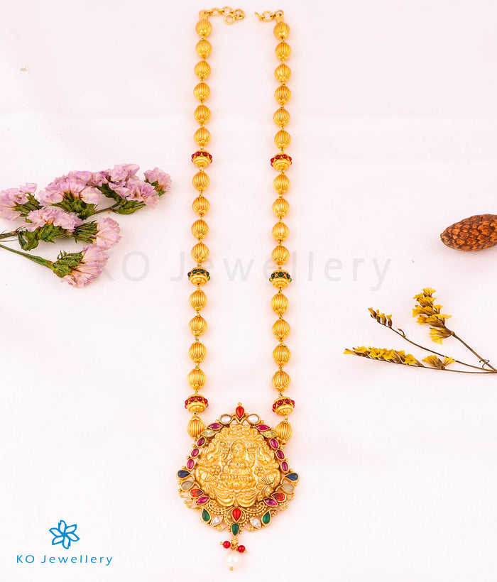 The GajaLakshmi Silver Navratna Necklace