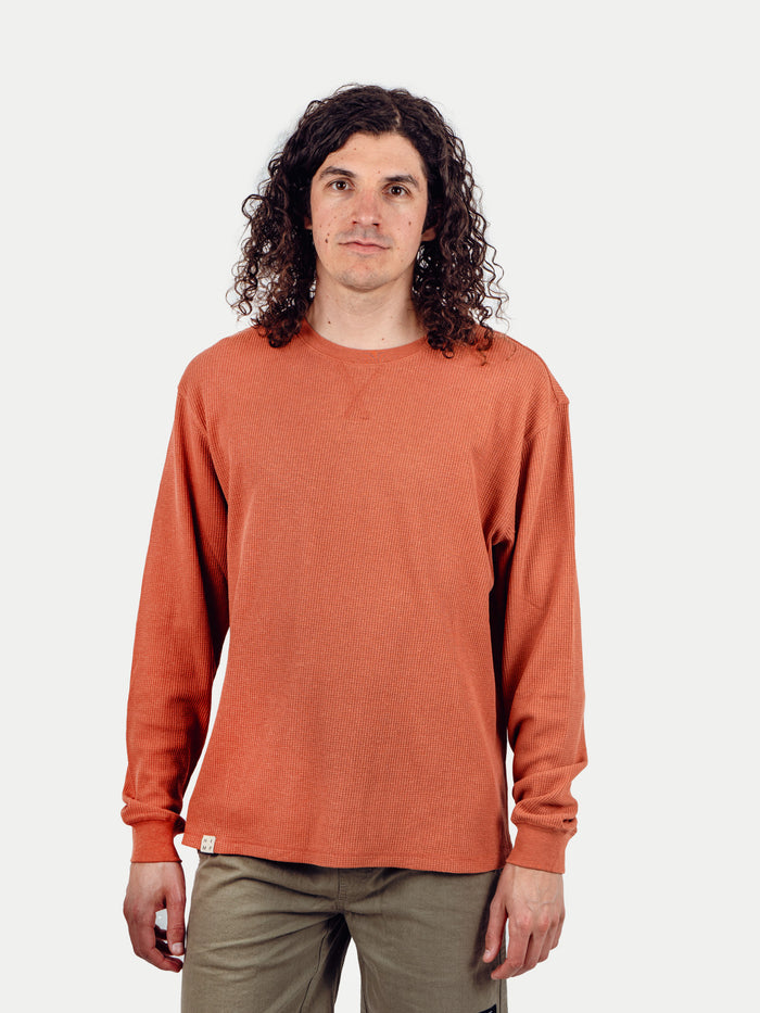Unisex Organic Hemp Waffle L/S Tee | Clay-Image 1
