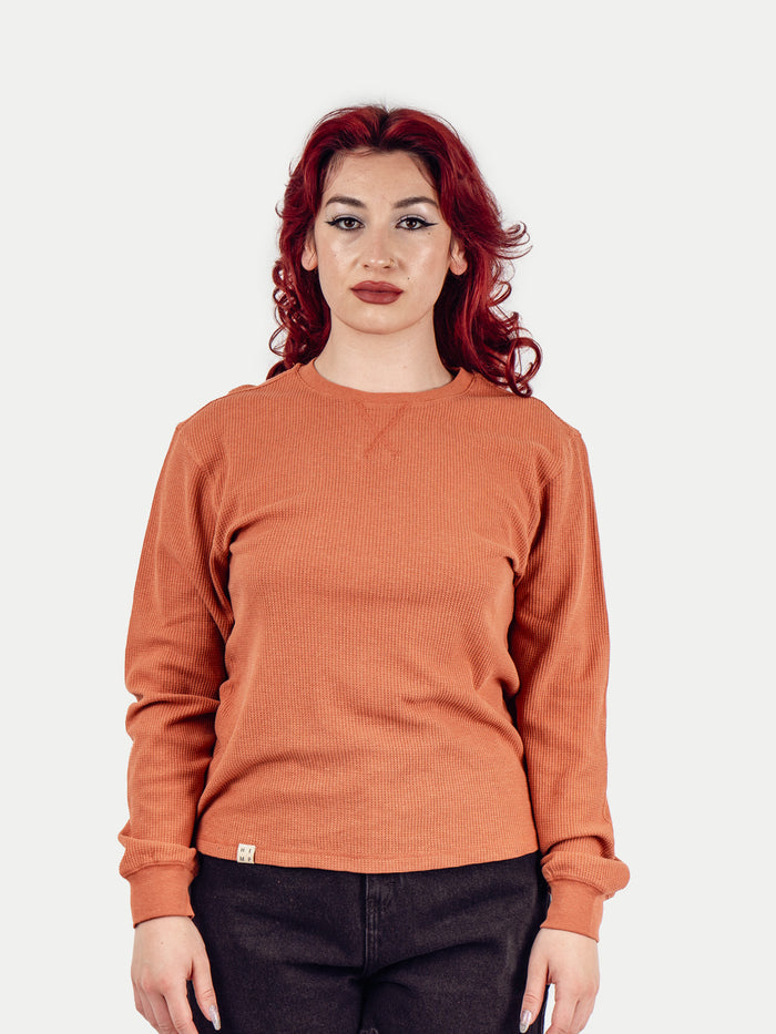 Unisex Organic Hemp Waffle L/S Tee | Clay-Image 2