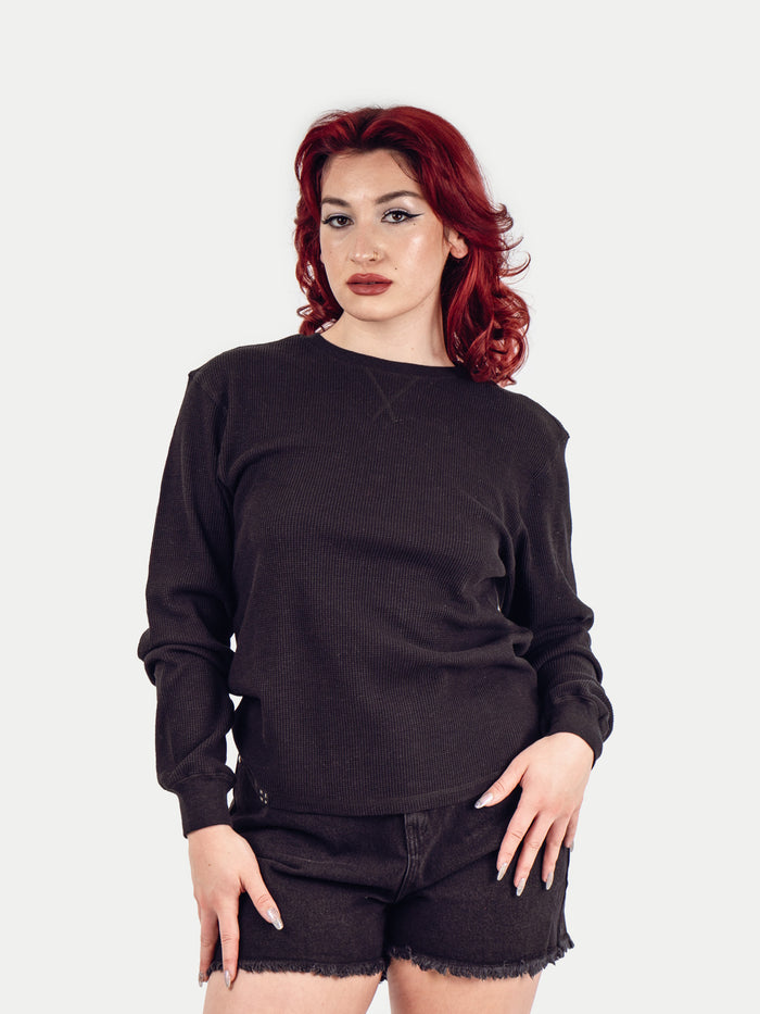 Unisex Organic Hemp Waffle L/S Tee | Black-Image 2