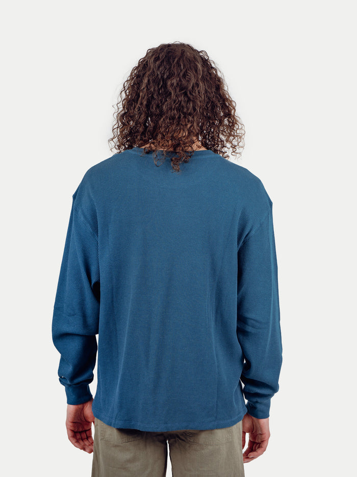 Unisex Organic Hemp Waffle L/S Tee | Ink Blue-Image 5