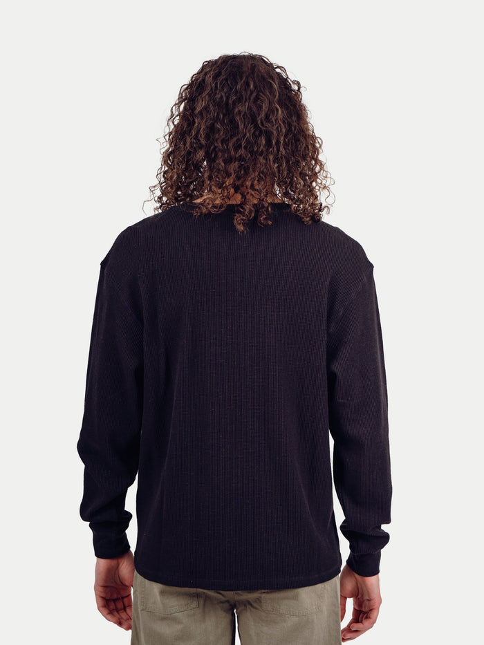 Unisex Organic Hemp Waffle L/S Tee | Black-Image 5