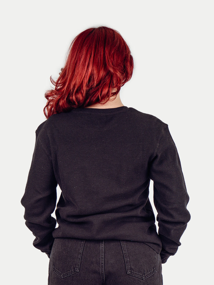 Unisex Organic Hemp Waffle L/S Tee | Black-Image 6