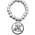 Zeta Round Silver Beaded Bracelet
